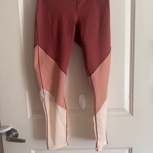 Fabletics Kids Tri-Tone Leggings - Red, Pink, Cream